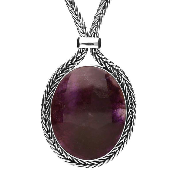 Sterling Silver Blue John Foxtail Large Oval Necklace N494