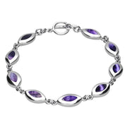 Sterling Silver Blue John Framed Marquise Bracelet. B462.