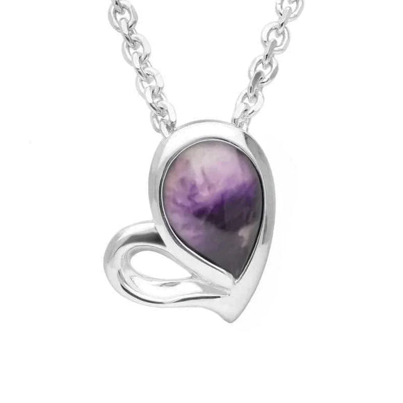 Sterling Silver Blue John Half Filled Heart Two Piece Set. S026