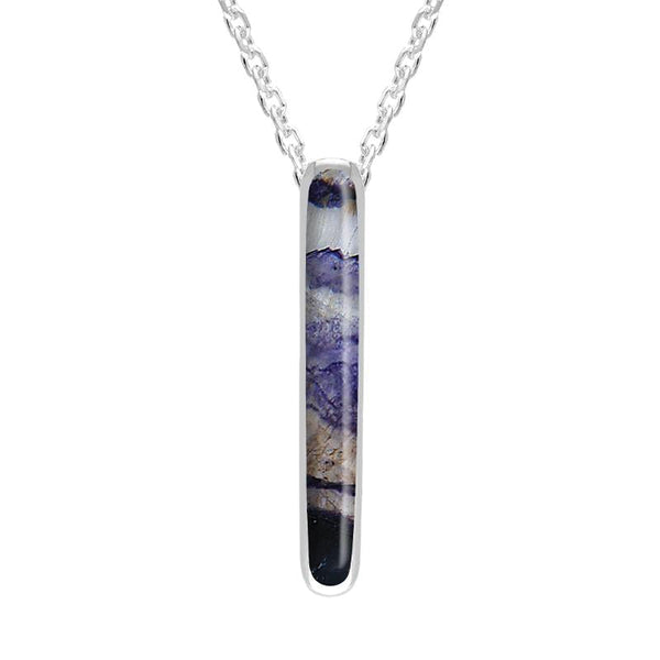 Sterling Silver Blue John Lineaire Drop Oval Necklace P2989