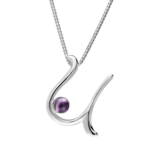 Sterling Silver Blue John Love Letters Initial U Necklace P3468C