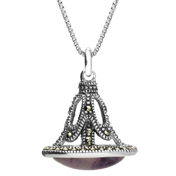 Sterling Silver Blue John Marcasite House Style Bell Necklace P2963C