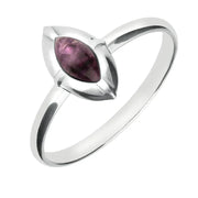 Sterling Silver Blue John Marquise Beaded Edge Ring R742