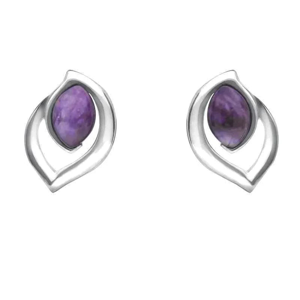 Sterling Silver Blue John Marquise Flame Stud Earrings E1906