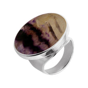 Sterling Silver Blue John Medium Round Stone Ring. R610.