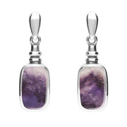 Sterling Silver Blue John Oblong Bottle Top Drop Earrings. E055.