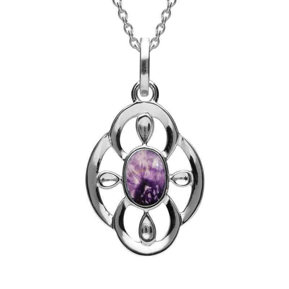 Sterling Silver Blue John Open Petal Flower Necklace P2091