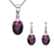 Sterling Silver Blue John Oval Bottle Top Two Piece Set