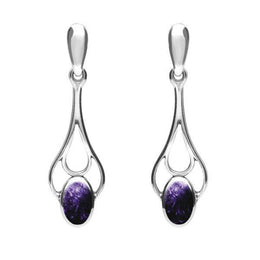 Sterling Silver Blue John Oval Spoon Drop Four Piece Set. S002 