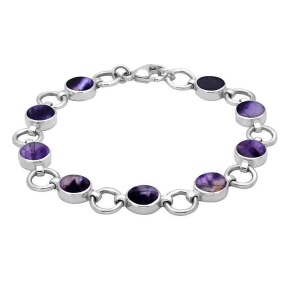 Sterling Silver Blue John Round Four Piece Set. S004