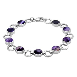 Sterling Silver Blue John Round Four Piece Set. S004