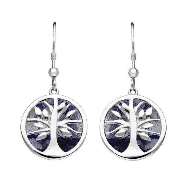 Sterling Silver Blue John Round Tree of Life Drop Earrings E2485