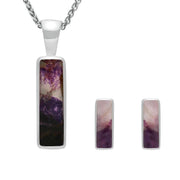 Sterling Silver Blue John Small Oblong Two Piece Set