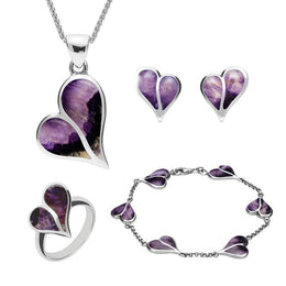Sterling Silver Blue John Split Heart Four Piece Set. S006 