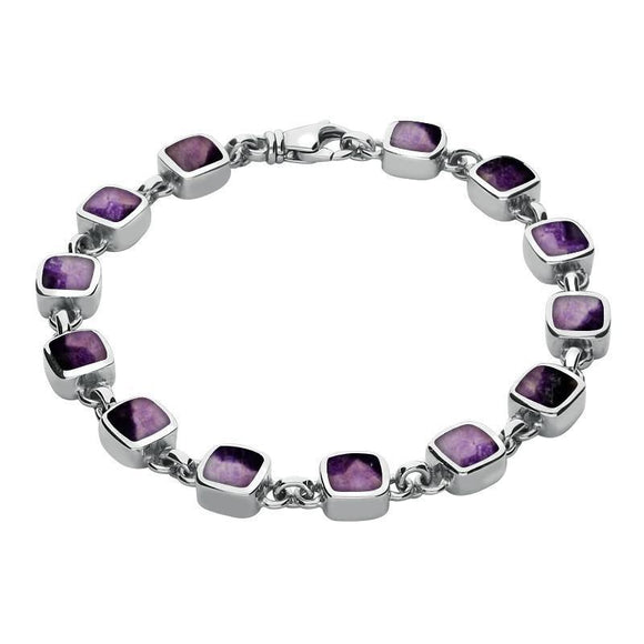 Sterling Silver Blue John Square Cushion Bracelet. B538.