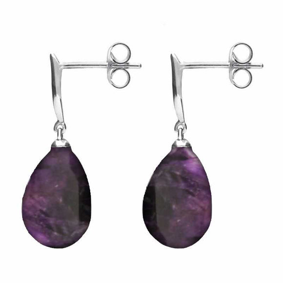 Sterling Silver Blue John Tapered Top Pear Drop Stud Earrings E1487