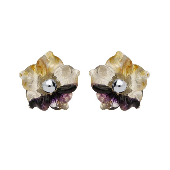 Sterling Silver Blue John Tuberose Carnation Stud Earrings, E2162.