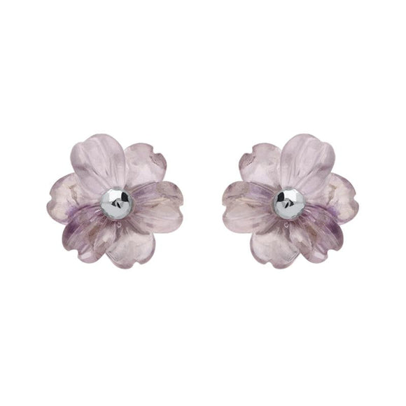Sterling Silver Blue John Tuberose Dahlia Stud Earrings, E2155.