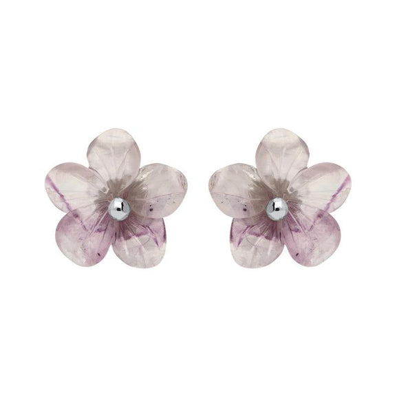 Sterling Silver Blue John Tuberose Pansy Large Stud Earrings, E2410.