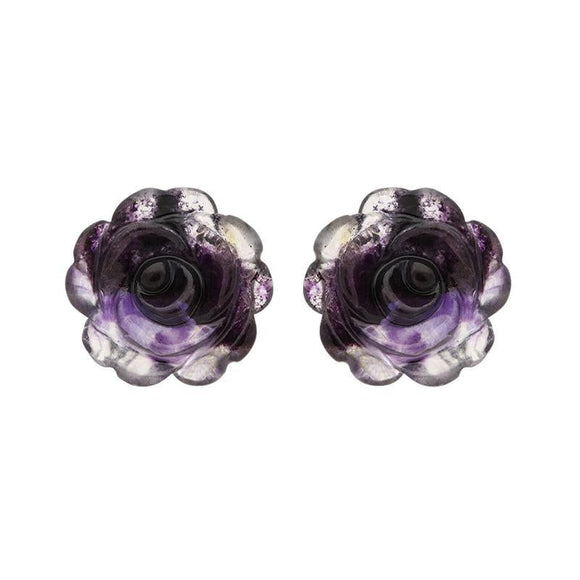 Sterling Silver Blue John Tuberose Rose Large Stud Earrings, E2408.