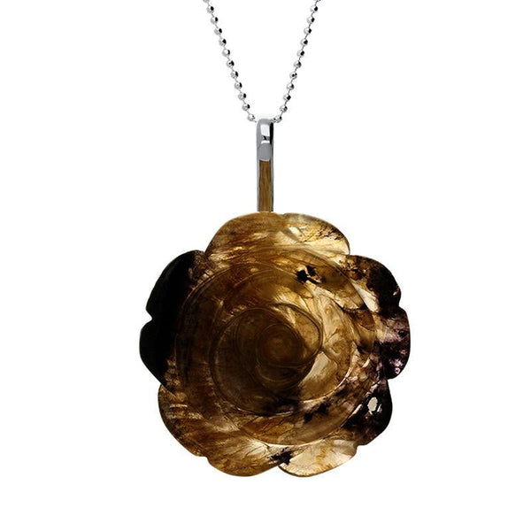 Sterling Silver Blue John Tuberose Rose Necklace P3322C