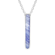 Sterling Silver Blue Lace Agate Lineaire Drop Oval Necklace P2989