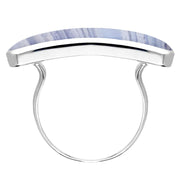 Sterling Silver Blue Lace Agate Lineaire Long Oval Ring R1005