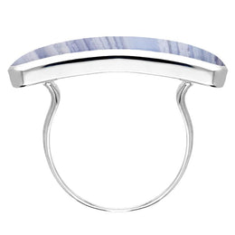 Sterling Silver Blue Lace Agate Lineaire Long Oval Ring R1005