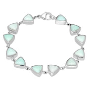 Sterling Silver Chrysoprase Curved Triangle Bracelet B244