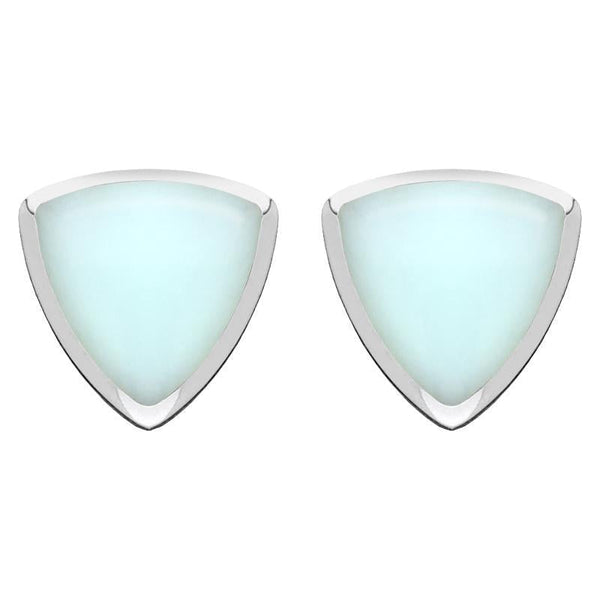 Sterling Silver Chrysoprase Curved Triangle Stud Earrings E203