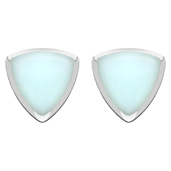 Sterling Silver Chrysoprase Curved Triangle Stud Earrings E203