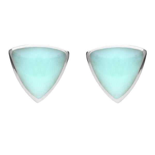 Sterling Silver Chrysoprase Large Curved Triangle Stud Earrings E209