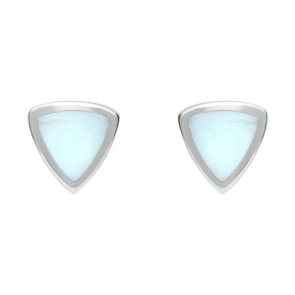 Sterling Silver Chrysoprase Small Curved Triangle Stud Earrings E061
