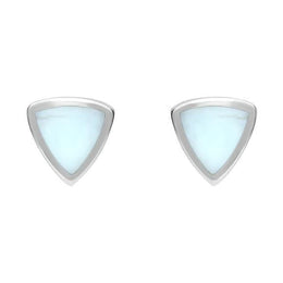 Sterling Silver Chrysoprase Small Curved Triangle Stud Earrings E061