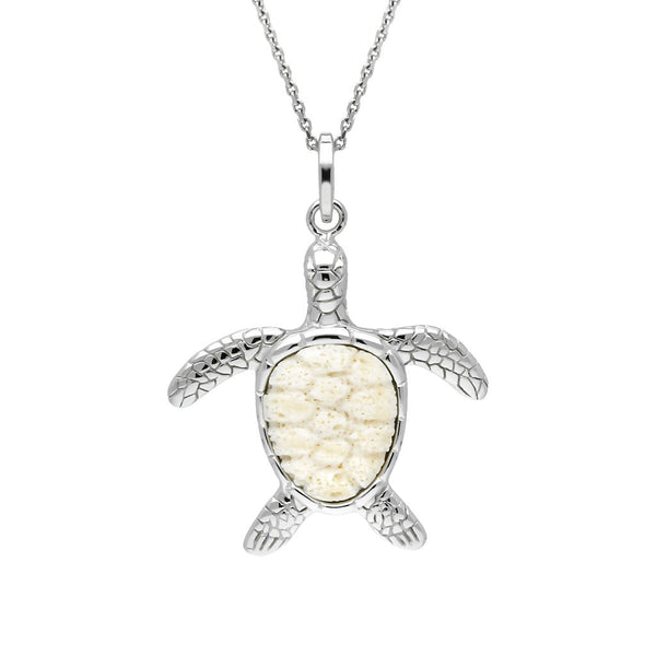 Sterling Silver Coquina Medium Single Stone Turtle Necklace P2579