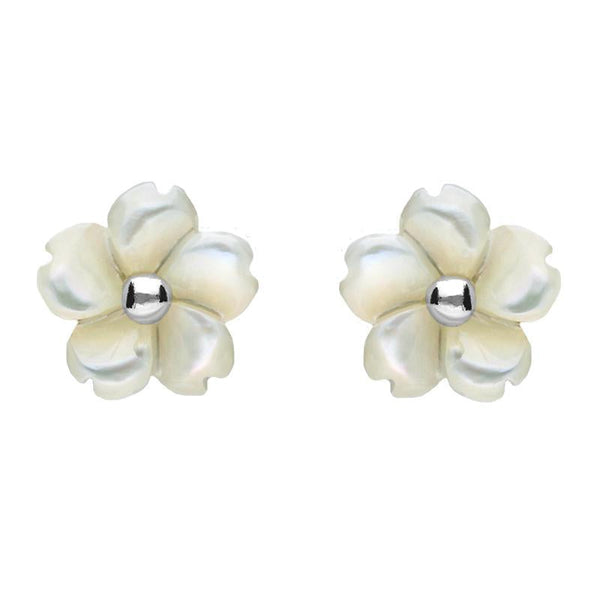 Sterling Silver White Mother of Pearl Gypsophila Tuberose Stud Earrings E2156