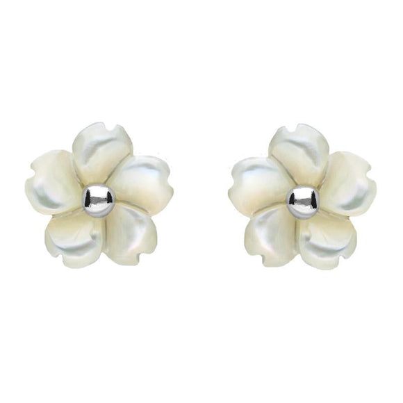 Sterling Silver White Mother of Pearl Gypsophila Tuberose Stud Earrings E2156