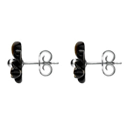 Sterling Silver Dark Mother of Pearl Tuberose Dahlia Stud Earrings, E2155.