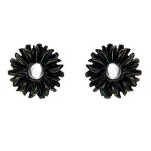 Sterling Silver Dark Mother of Pearl Tuberose Daisy Stud Earrings, E2160.