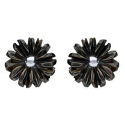 Sterling Silver Dark Mother of Pearl Tuberose Daisy Stud Earrings, E2161.