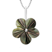 Sterling Silver Dark Mother of Pearl Tuberose Desert Rose Necklace, P2858.