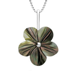 Sterling Silver Dark Mother of Pearl Tuberose Desert Rose Necklace, P2858.
