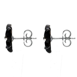 Sterling Silver Dark Mother of Pearl Tuberose Pansy Stud Earrings, E2153.