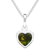 Sterling Silver Green Amber Heart Necklace, P3355.