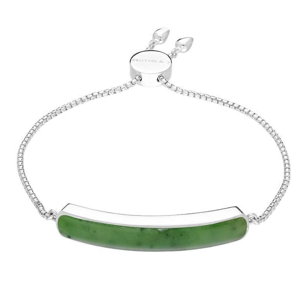 Sterling Silver Jade Lineaire Long Bracelet, B1071
