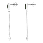 Sterling Silver Jade Lineaire Long Drop Stud Earrings, E2240.