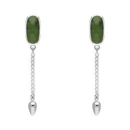 Sterling Silver Jade Lineaire Medium Drop Stud Earrings, E2241.