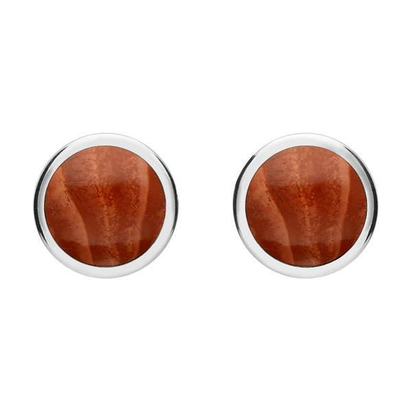 Sterling Silver Jasper Round Stud Earrings E099