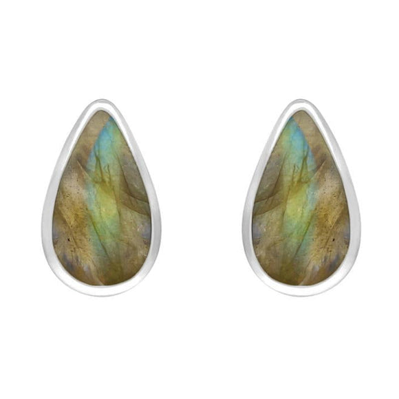 Sterling Silver Labradorite Dinky Pear Stud Earrings E225