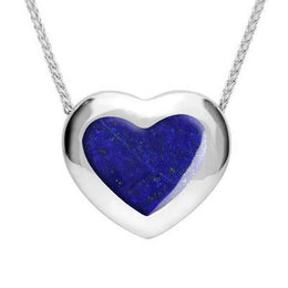 Sterling Silver Lapis Lazuli Framed Heart Necklace. P1554.